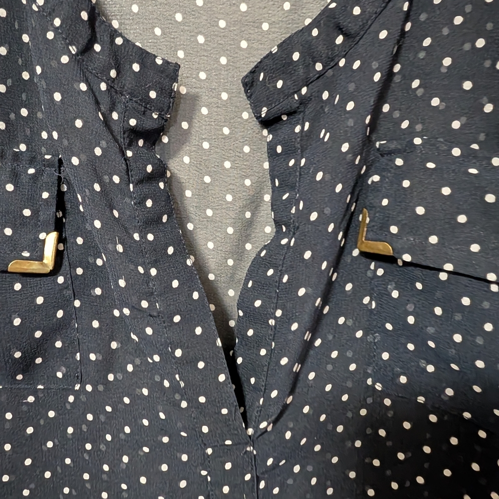 Polka Dot Navy Blouse - Picture 7 of 9
